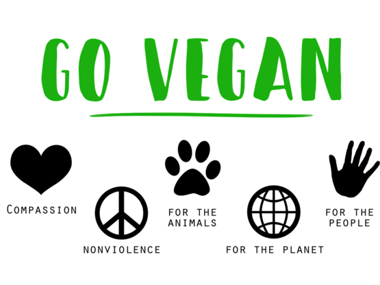 Illustration mit Schriftzug "Go vegan"